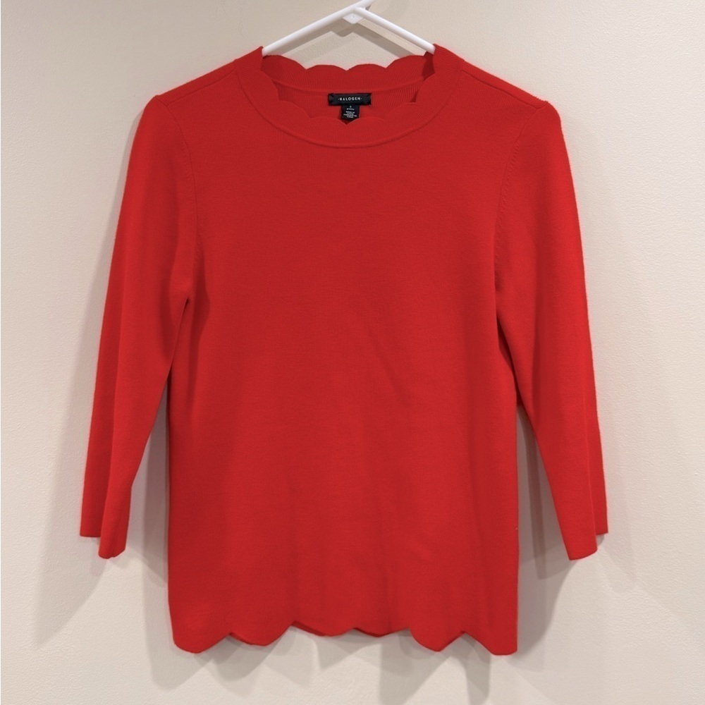 🔥Halogen Elegant Red Scalloped Top🔥